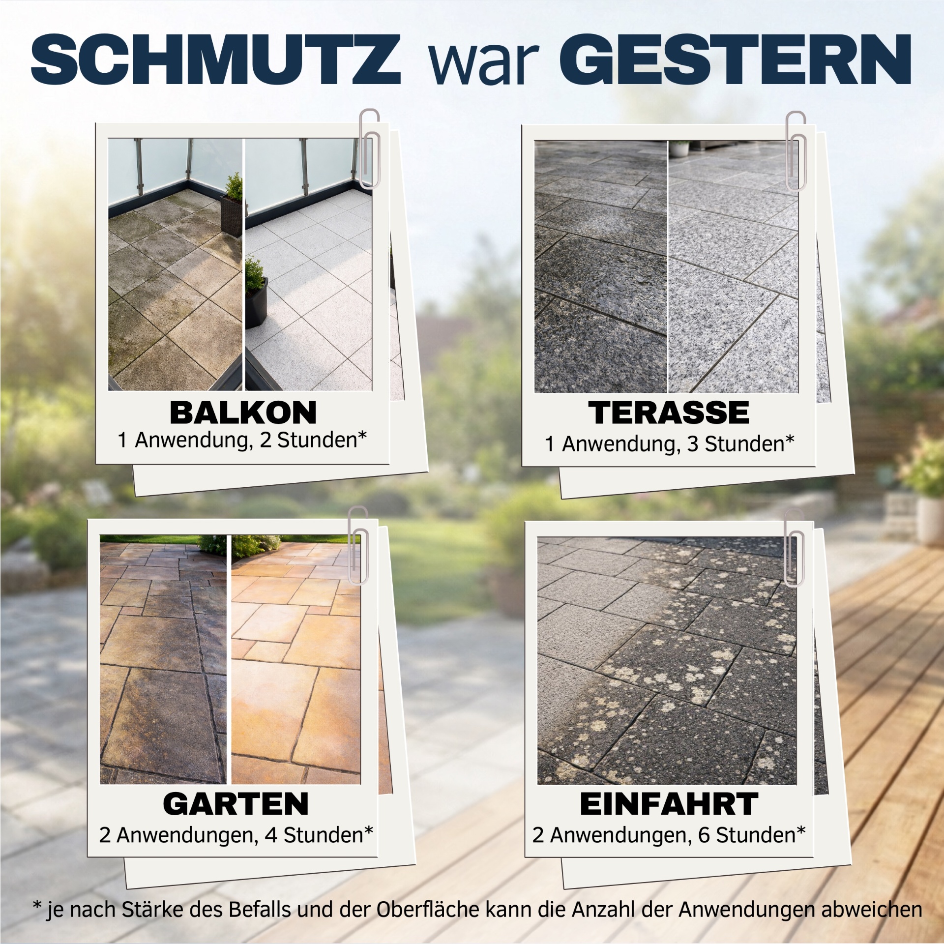 Vorher Nachher Steinreinigung Terrasse